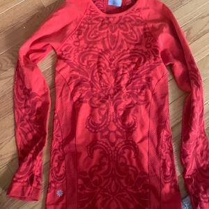 Athleta S - long sleeve cozy winter top - Redish/orange color